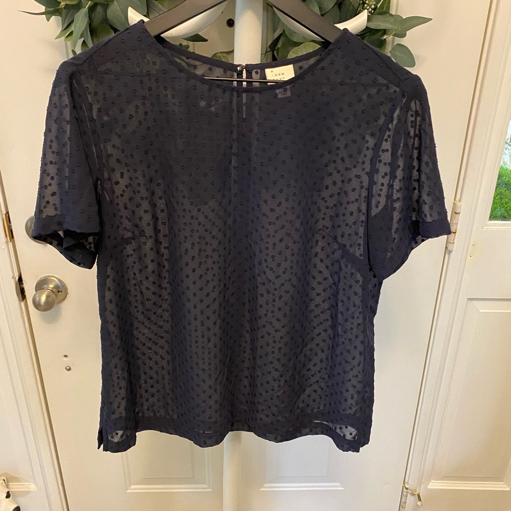 a new day Semi Sheer Swiss Dot Textured Too SS M